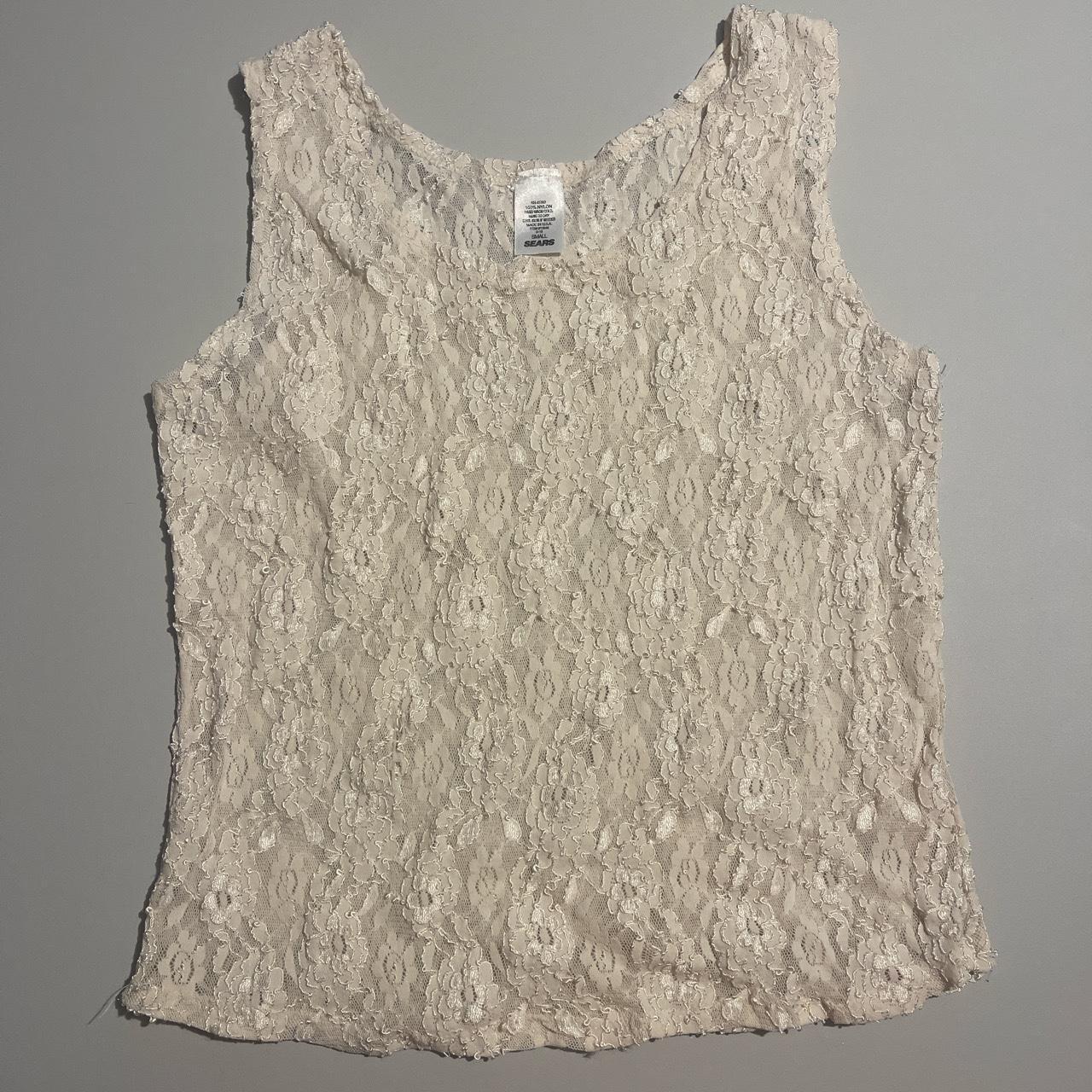 Sears Women's Cream and White Vest | Depop