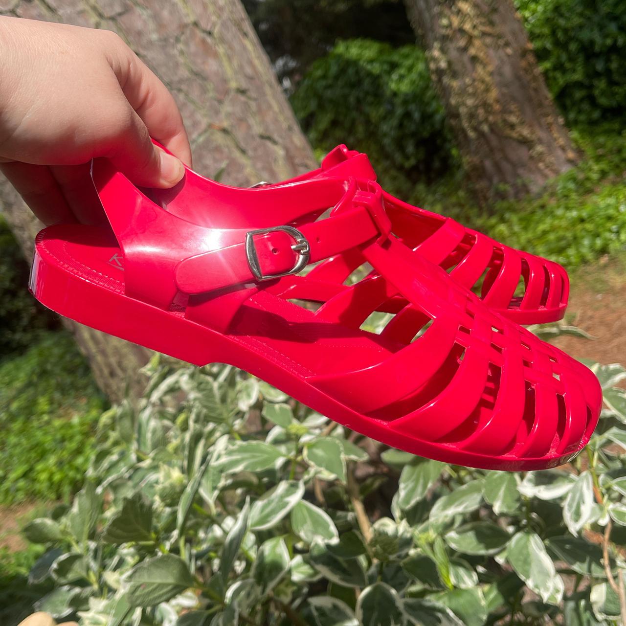womens red jelly sandals