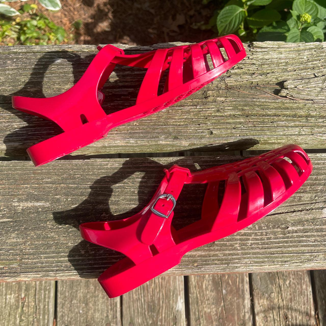 womens red jelly sandals