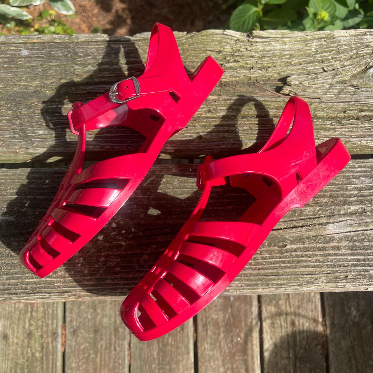 womens red jelly sandals