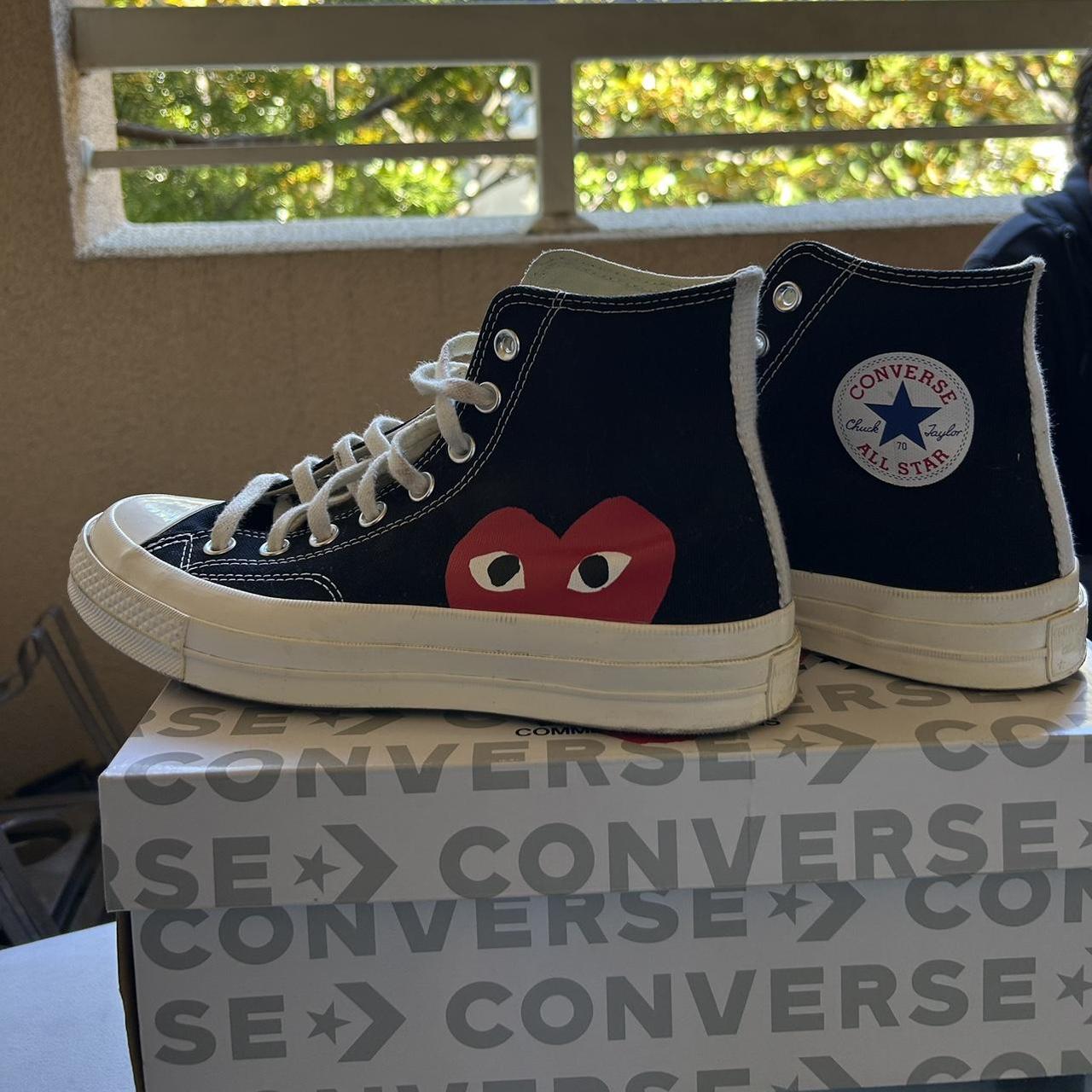 comme does garçons converse | black | size 7 unisex... - Depop