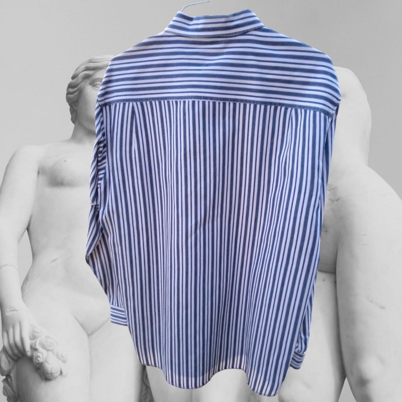 SUPREME original striped button shirt - Blue and - Depop