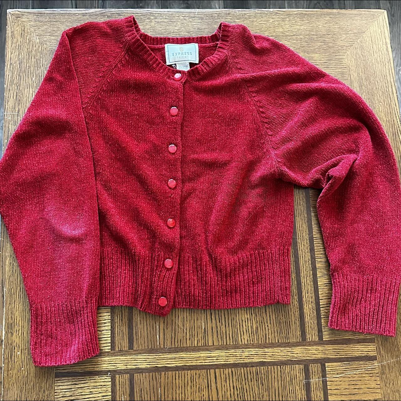 Express Women's Red Cardigan Depop