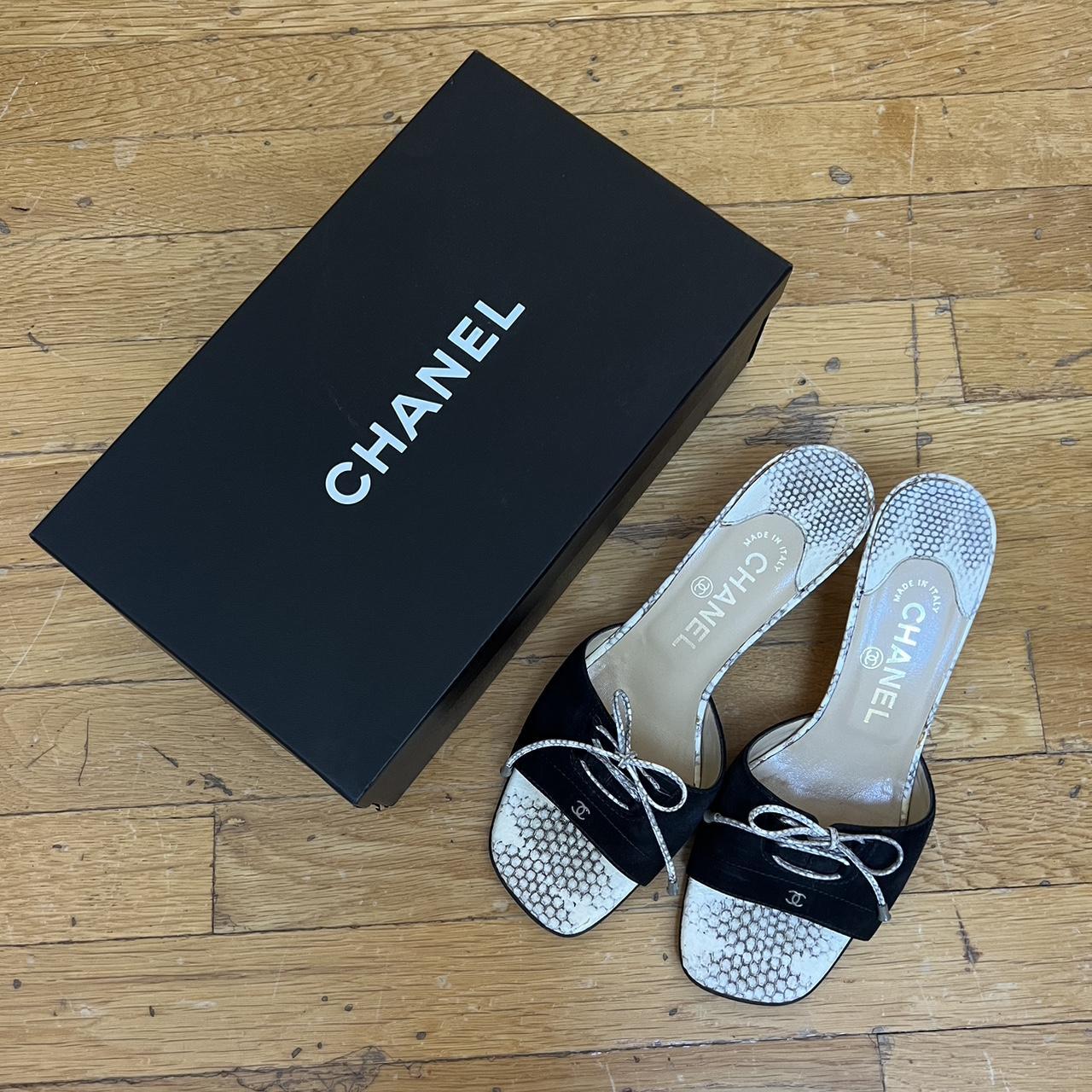 Rare and Authentic!! Chanel 21P pearl sandal Size 37 - Depop