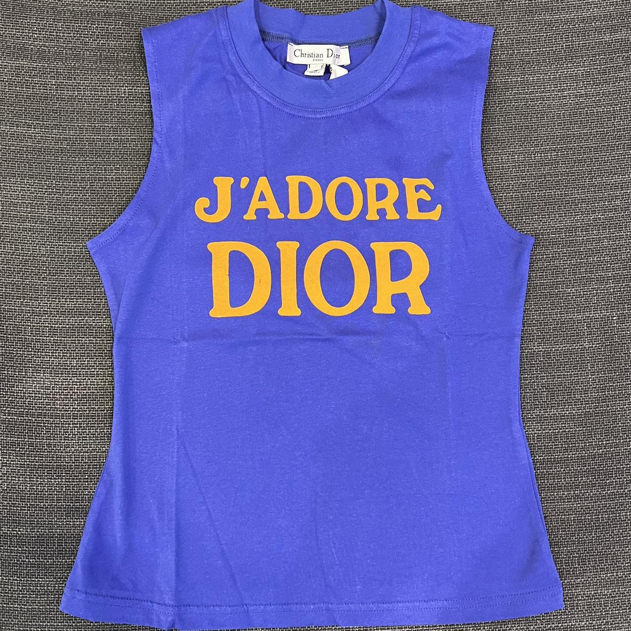 Christian Dior Women's Yellow and Blue Shirt | Depop