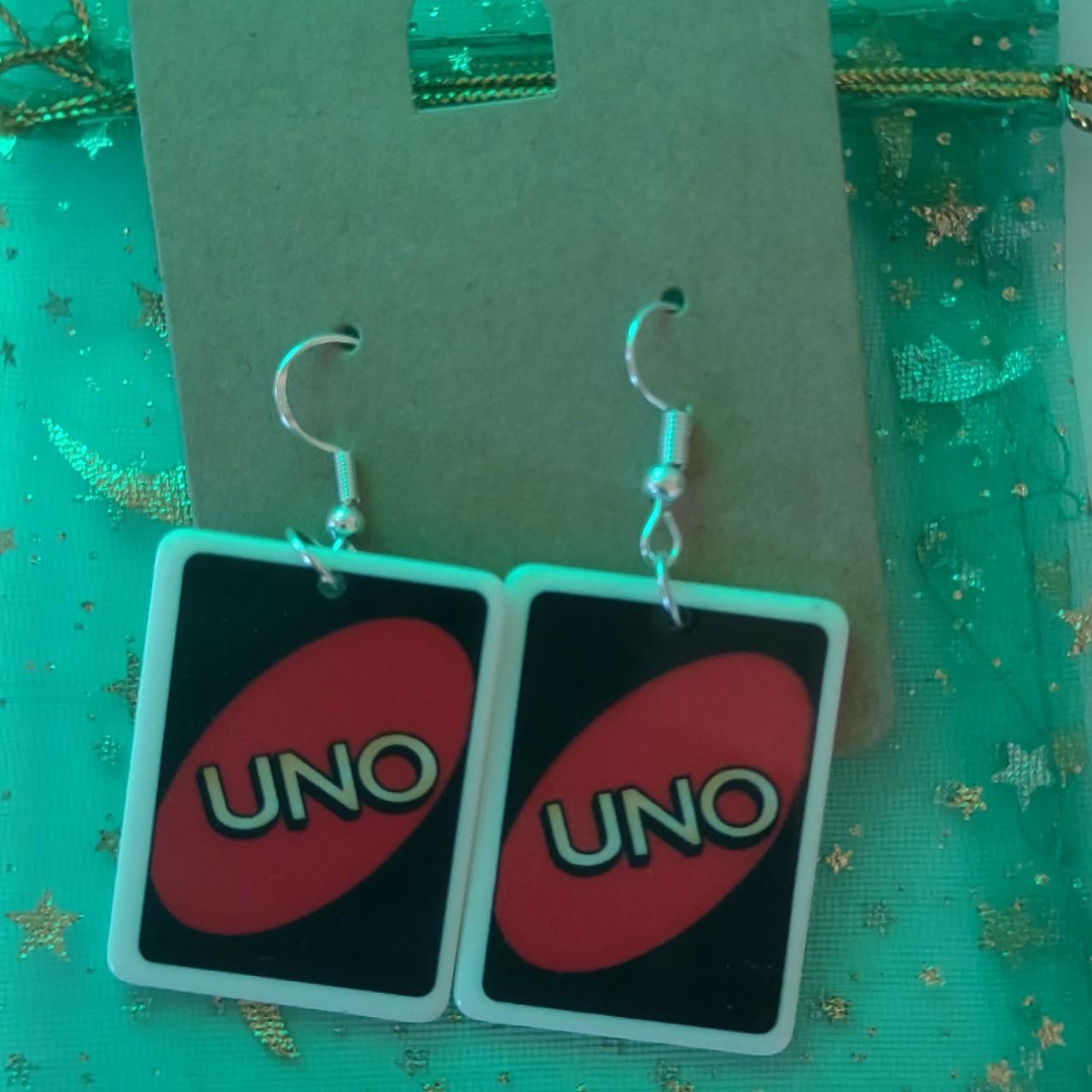 Cute Green Kidcore Uno Reverse Card Earrings - Depop