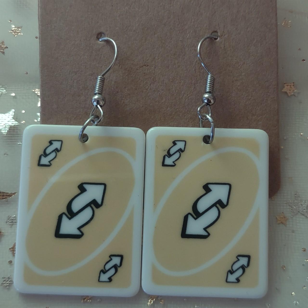 red uno reverse card earrings - Depop