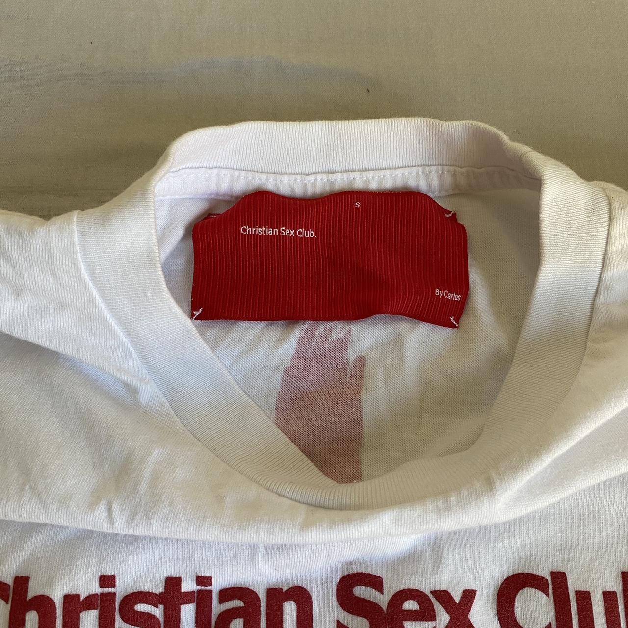 christian sex club white t-shirt, super cool unisex...