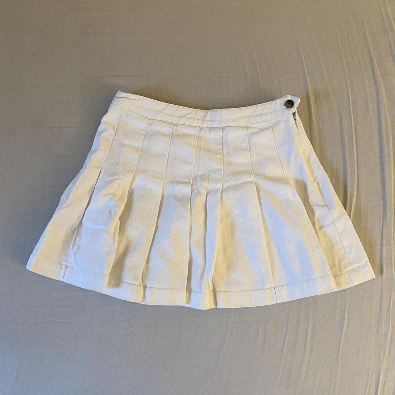 forever 21 white pleated tennis skirt simple mini... - Depop