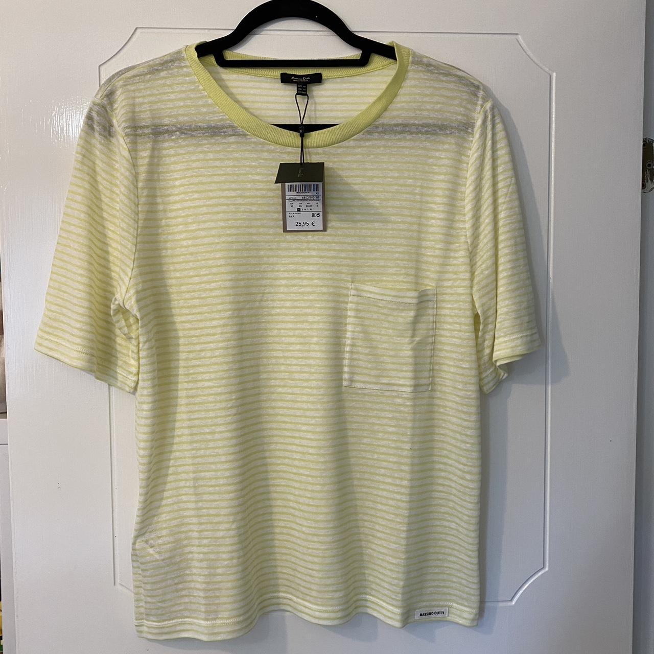 Massimo Dutti Yellow Striped short sleeve Depop