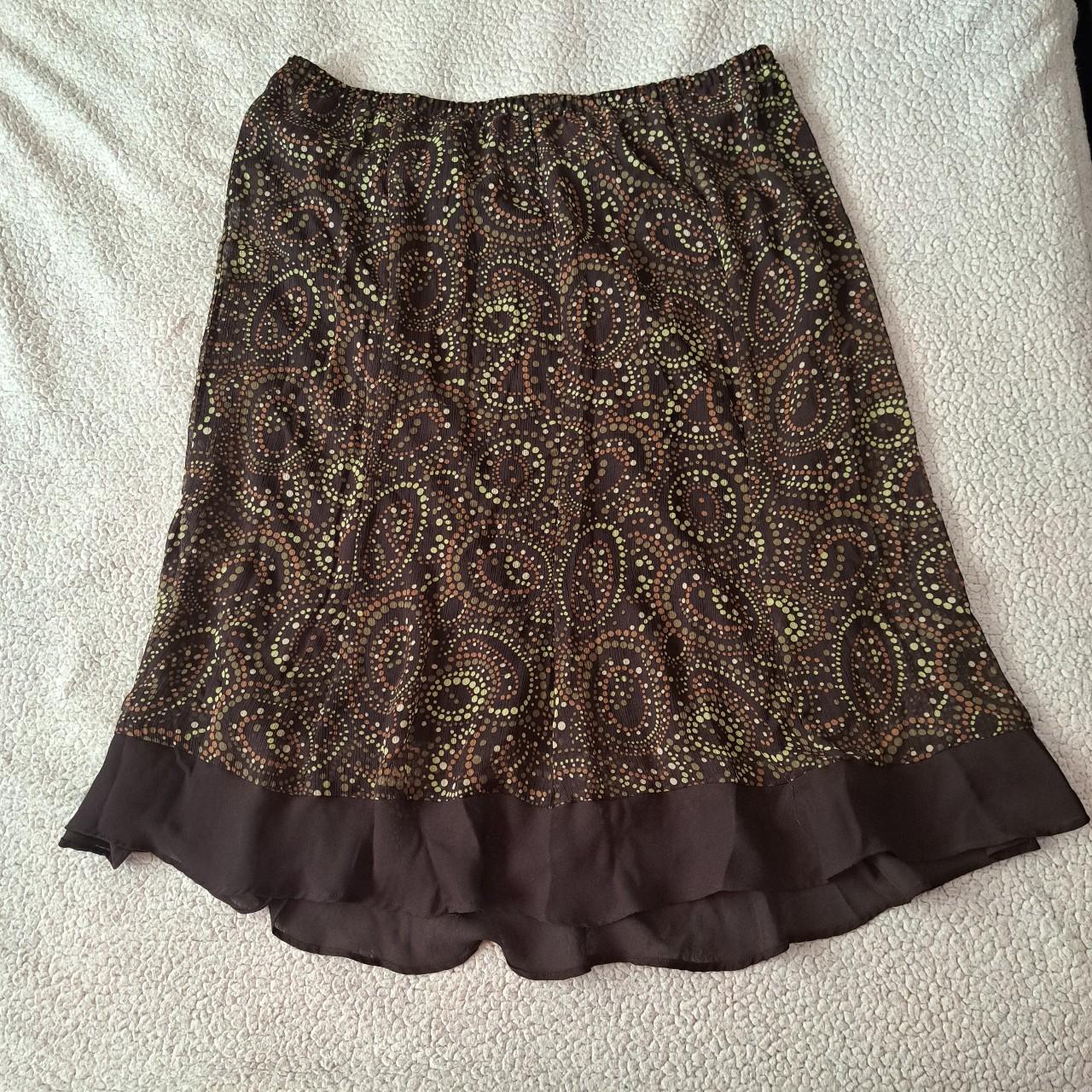 Brown & Green Midi Skirt 💎 - Olive and earthy... - Depop