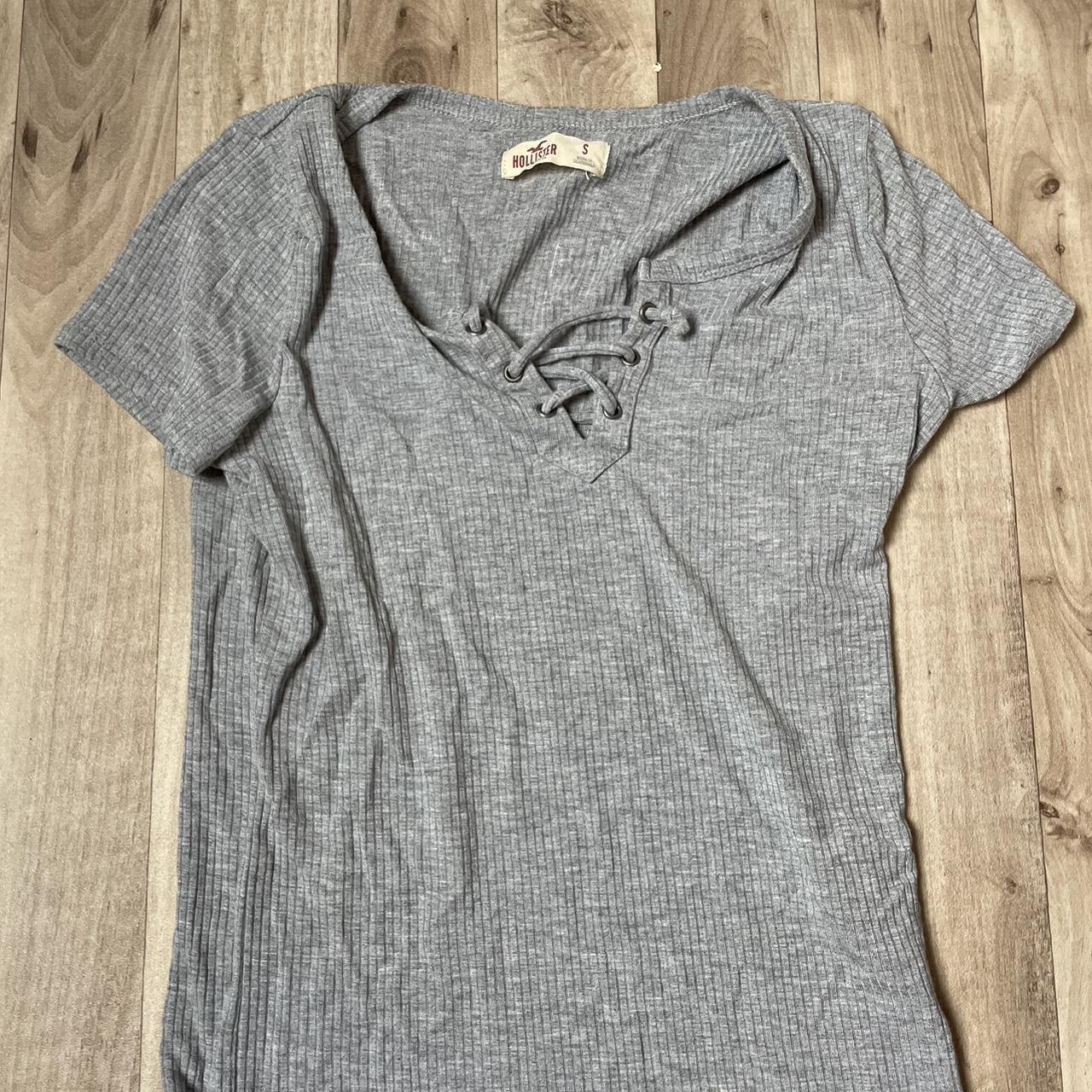 Hollister grey top with open section on the... - Depop