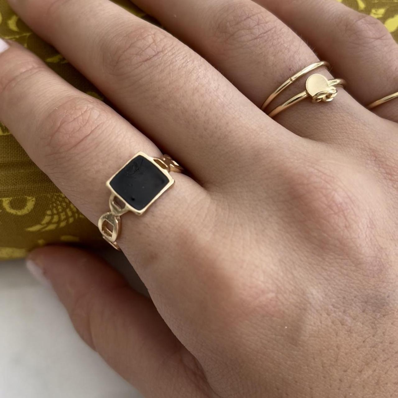 Gold and black stone ring Set Ring set of 4 Gold... Depop