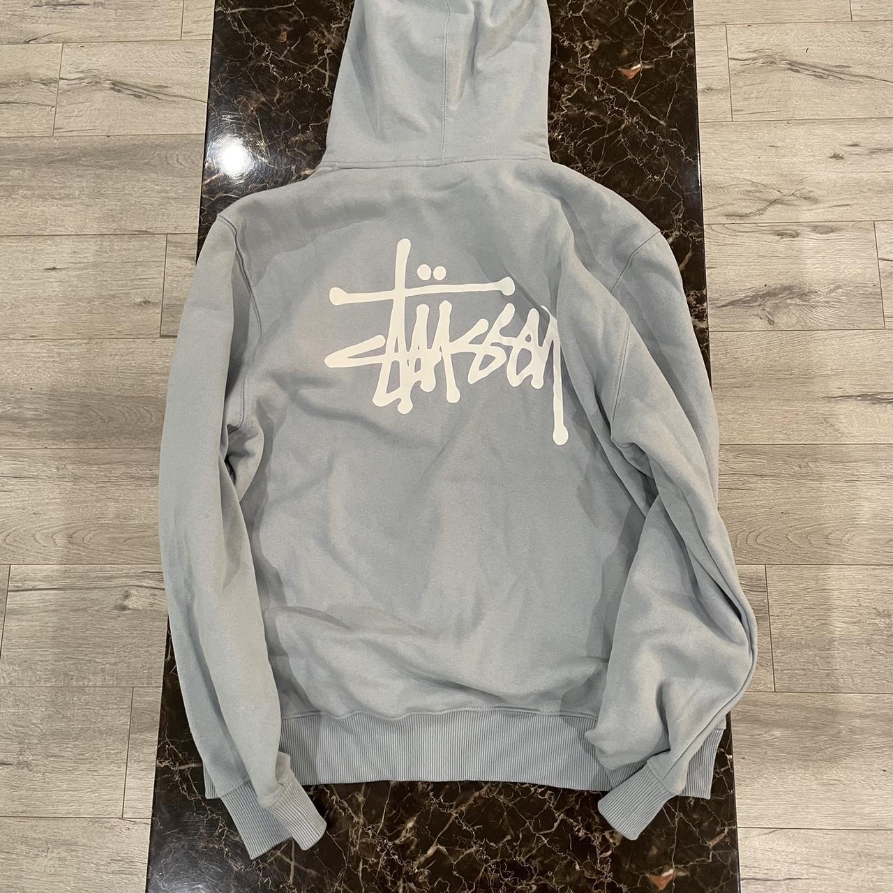 Stussy Zip Hoodie - Light Blue - Size XL -... - Depop