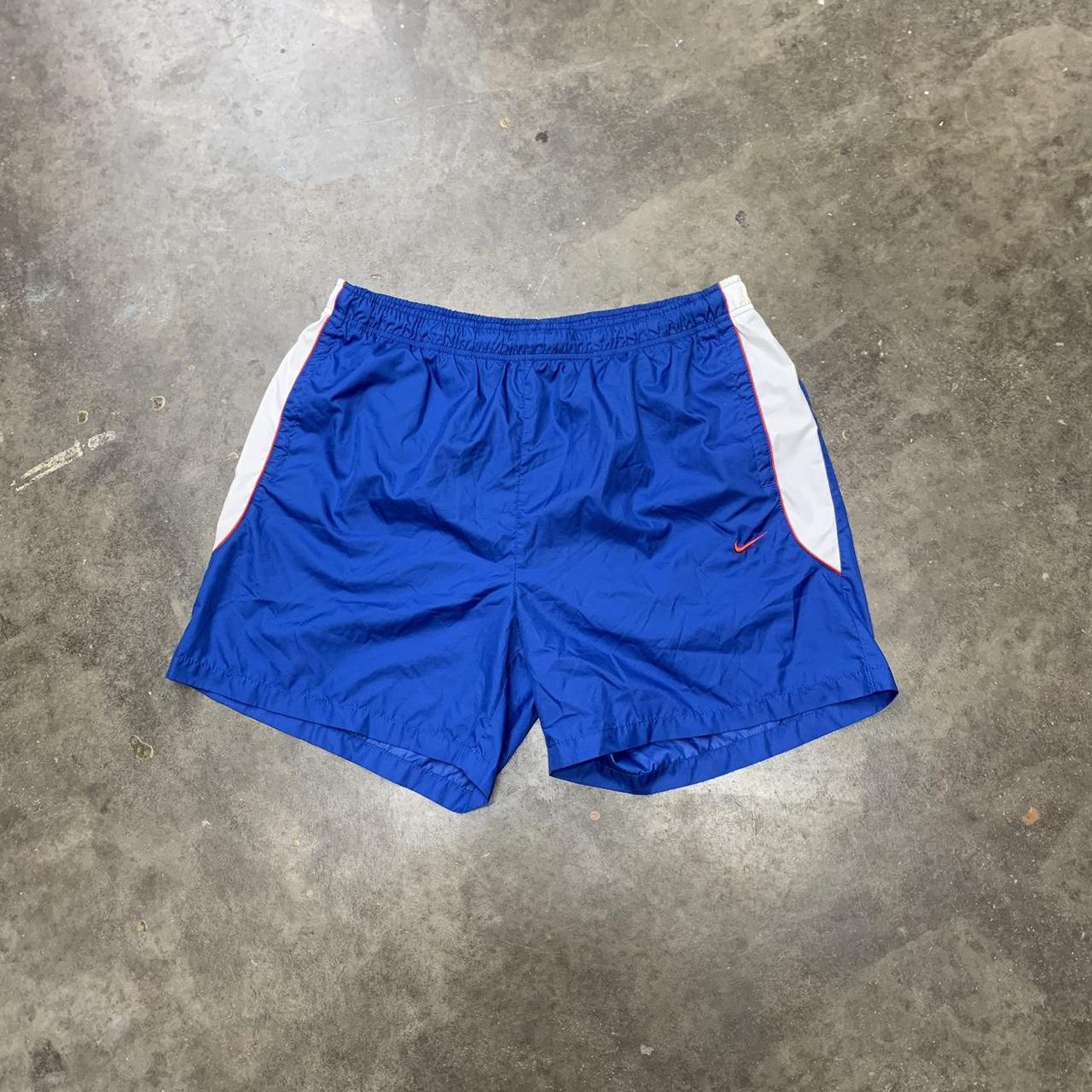 Vintage Blue Nike Nylon Shorts Size: XL... - Depop