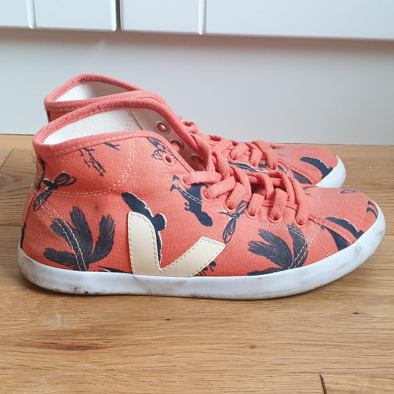 Veja Coral Pink Orange High Top Canvas Trainers... - Depop