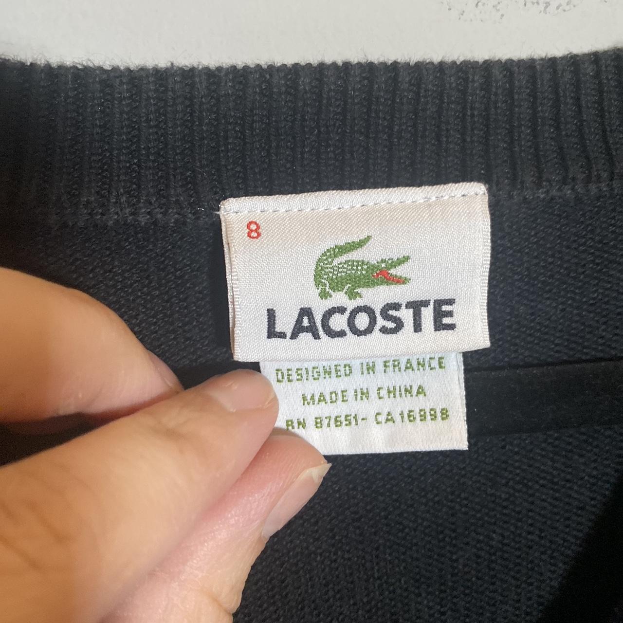 Lacoste v neck men s black sweater Men s size 8 XXL. Depop