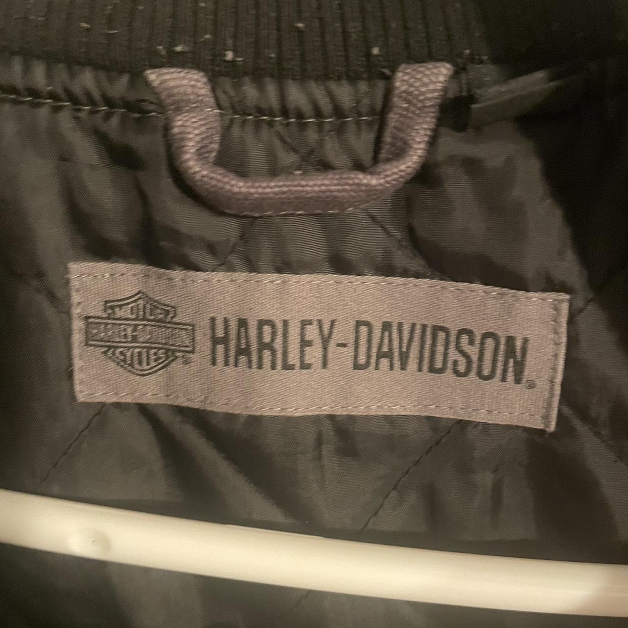 Gray Harley Davidson Quilted canvas workwear vest... Depop