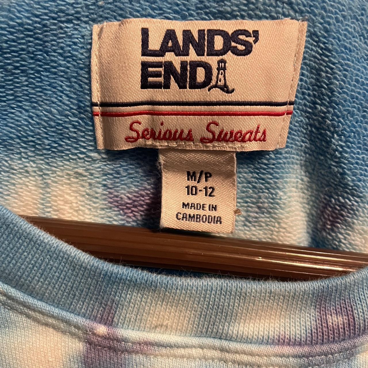 Lands' End Serious Sweats women's blue and white tie - Depop