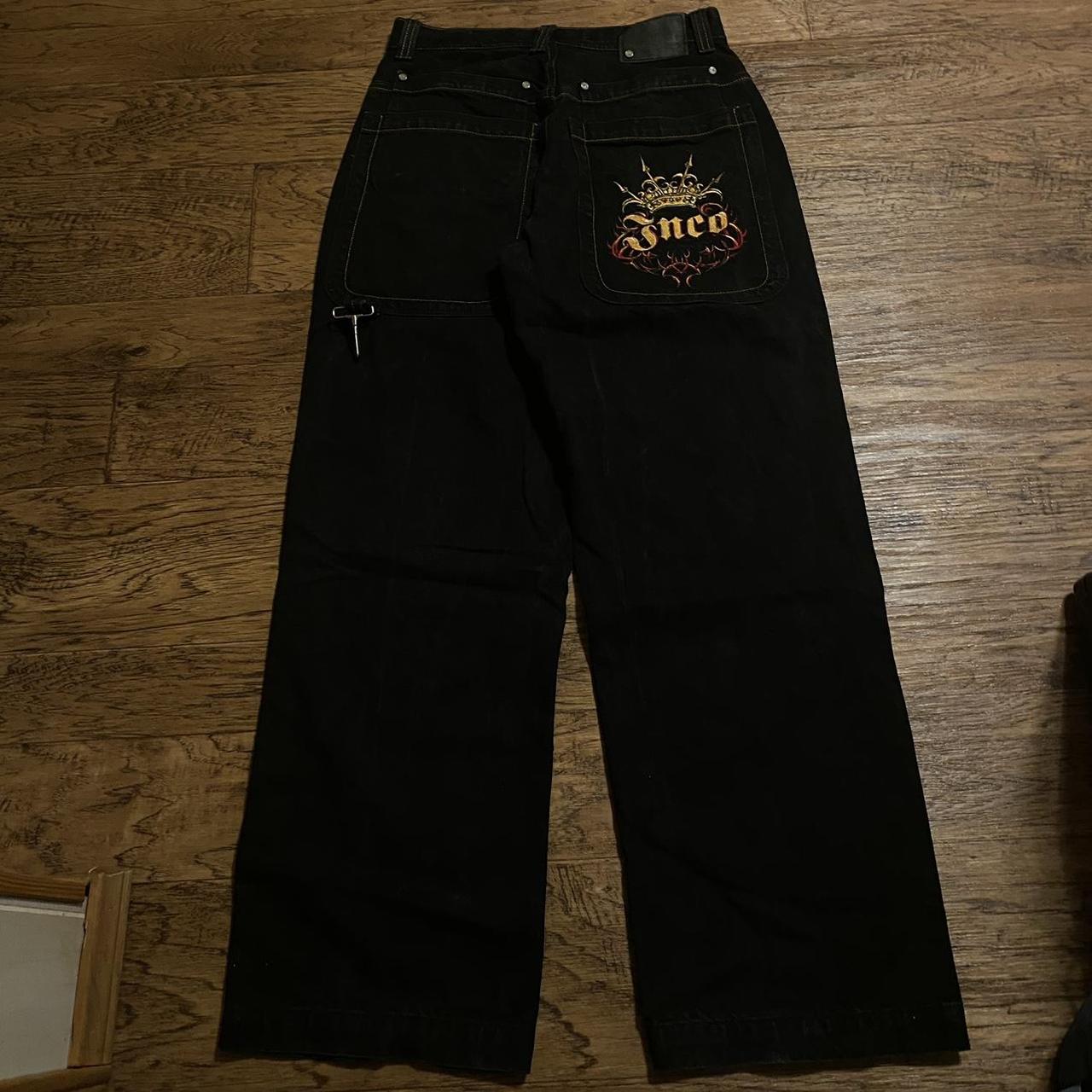 black jnco jeans crown embroidery Size 34x34 Fit... - Depop