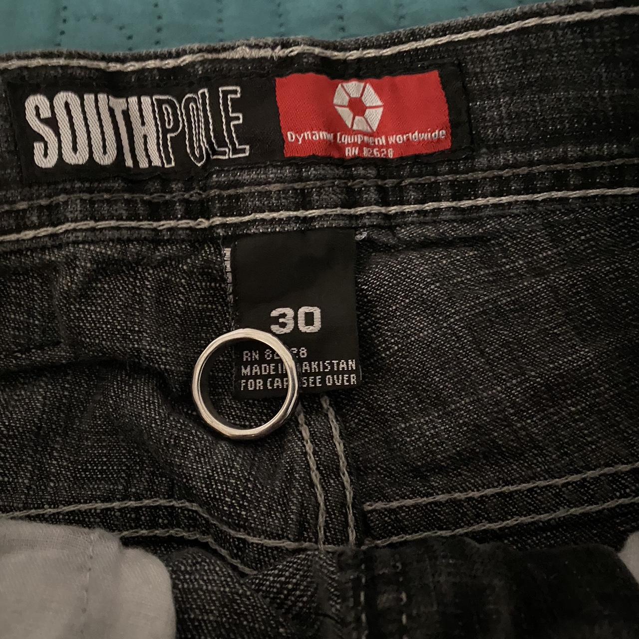 baggy southpole red tab black faded jeans size... - Depop