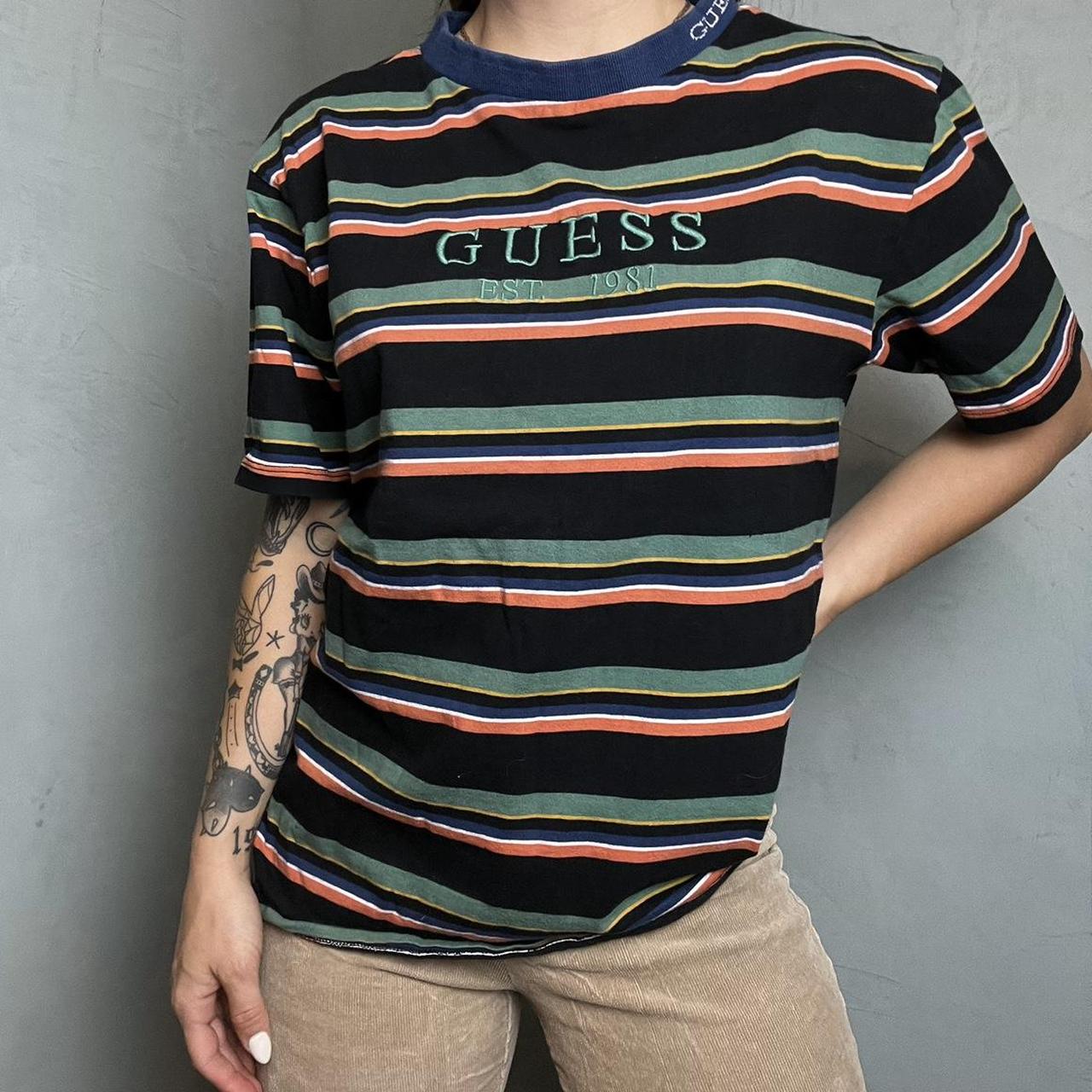 Guess striped t shirt 2024 men