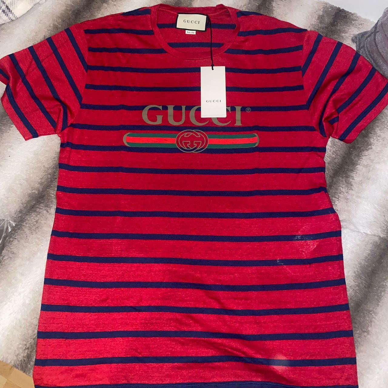 Gucci t shirt Red striped detail New with tags Open... - Depop