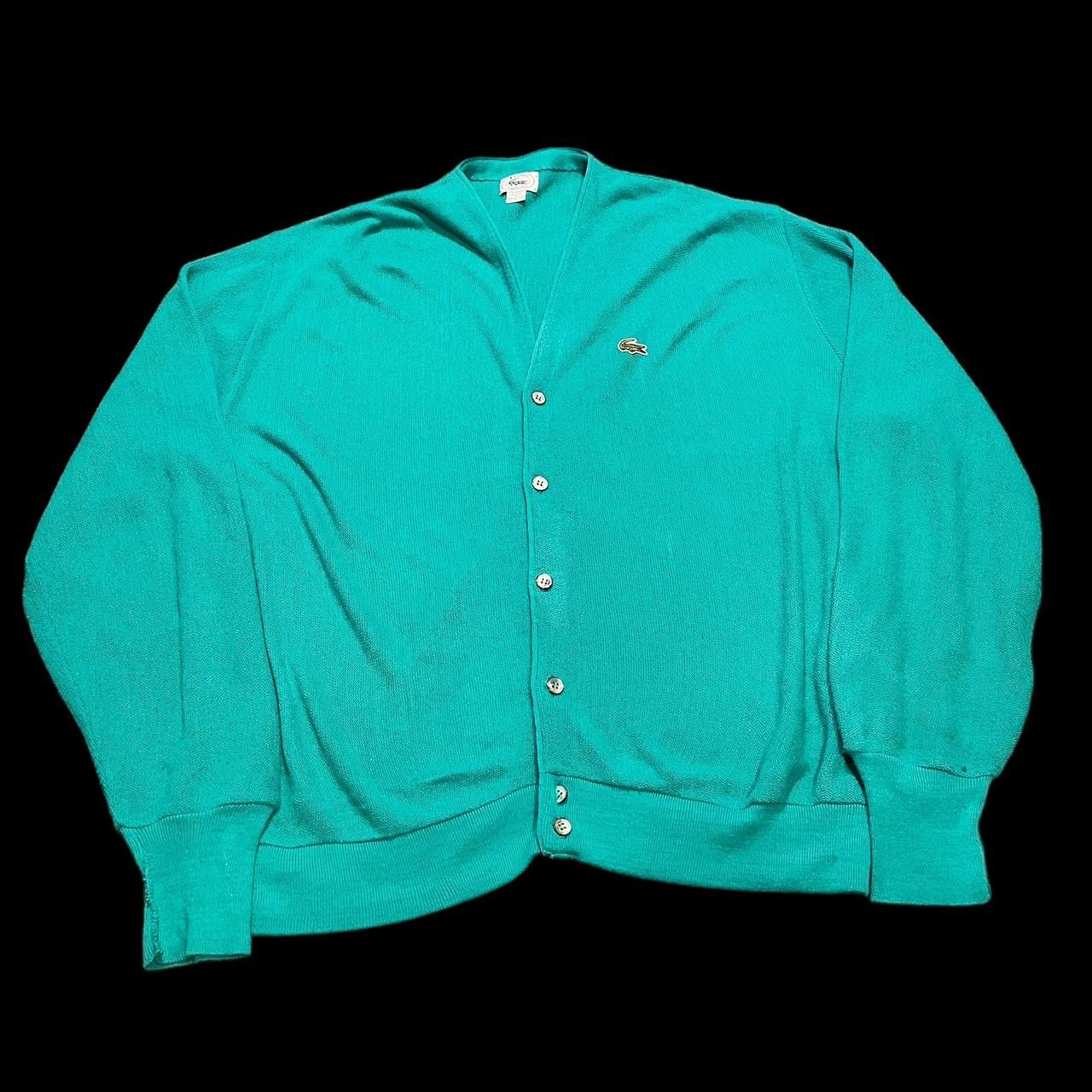 Vintage IZOD Lacoste Logo Cardigan store Sweater USA Teal Green Men's XL