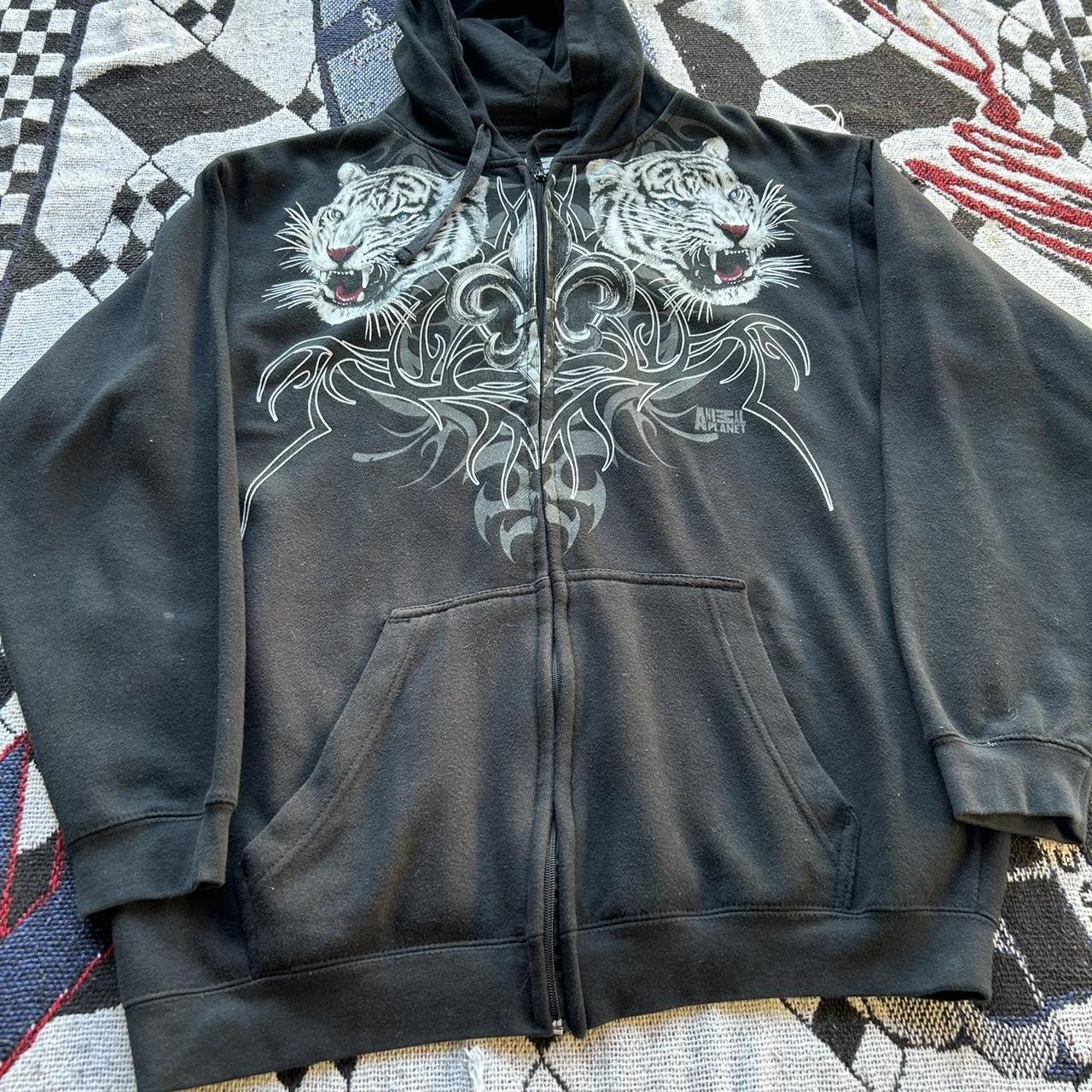 Early 2000s Ed hardy type zip up with 🐅🐅 on the | Depop