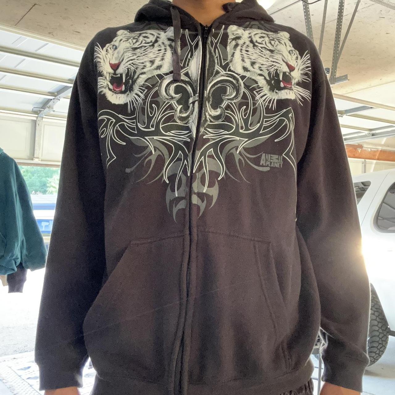 Early 2000s Ed hardy type zip up with 🐅🐅 on the | Depop
