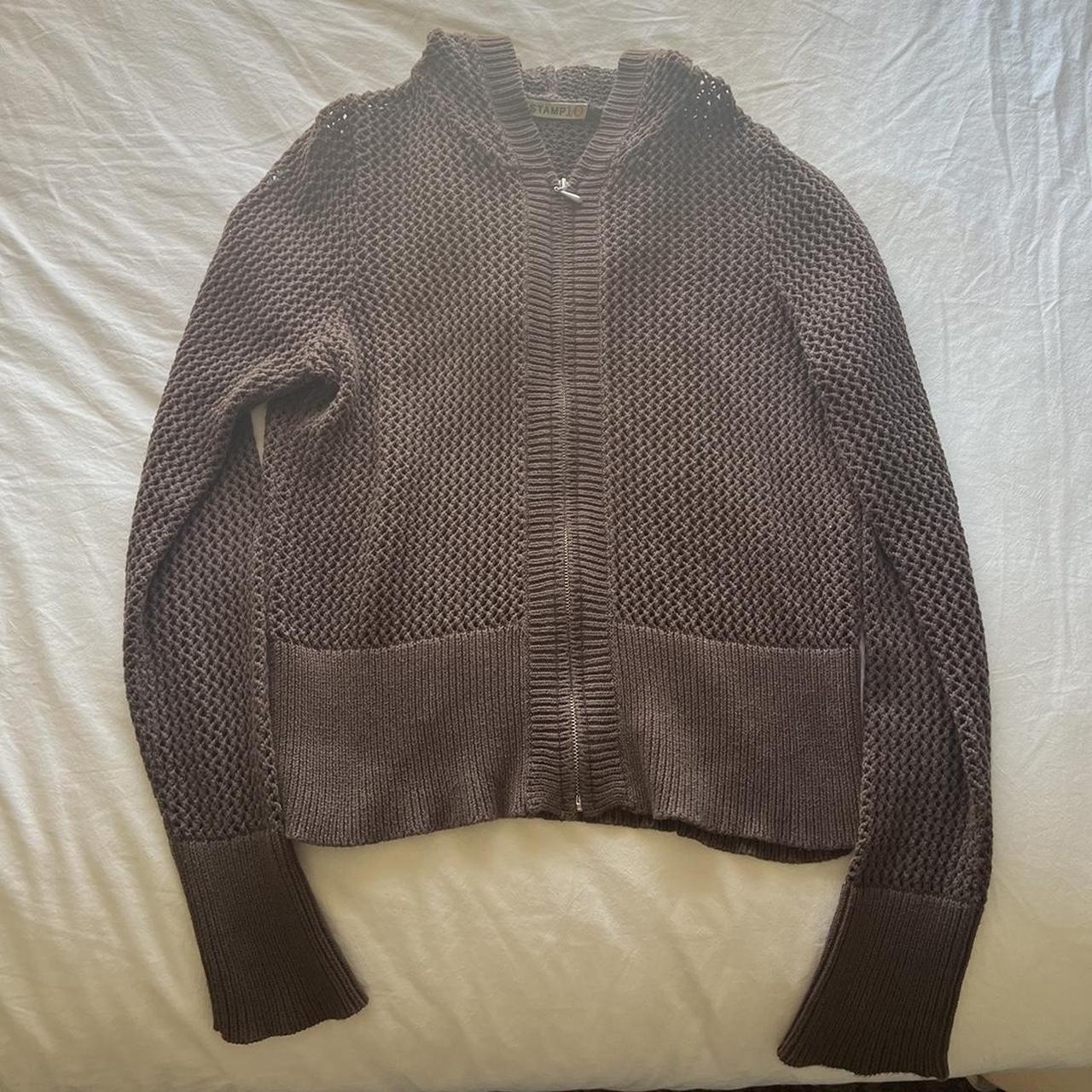 y2k zip up jacket brand: stamp 10 beautiful brown... - Depop