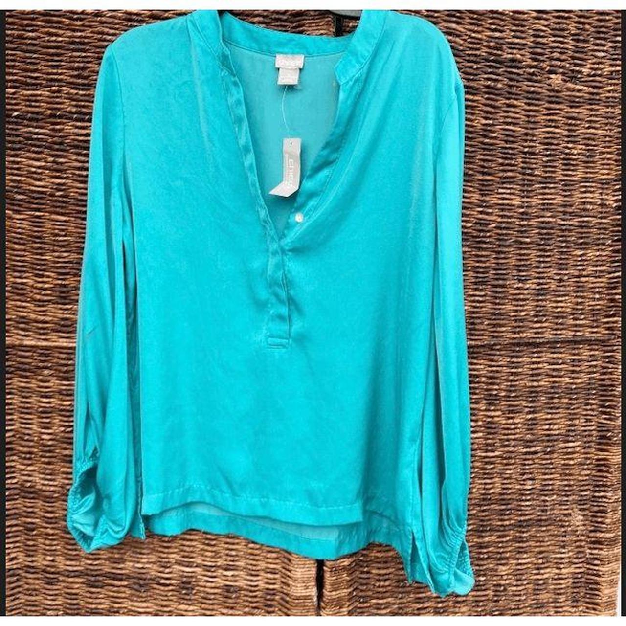 Chico's Plus Size Teal Blouse - Size 2 NWT - Depop