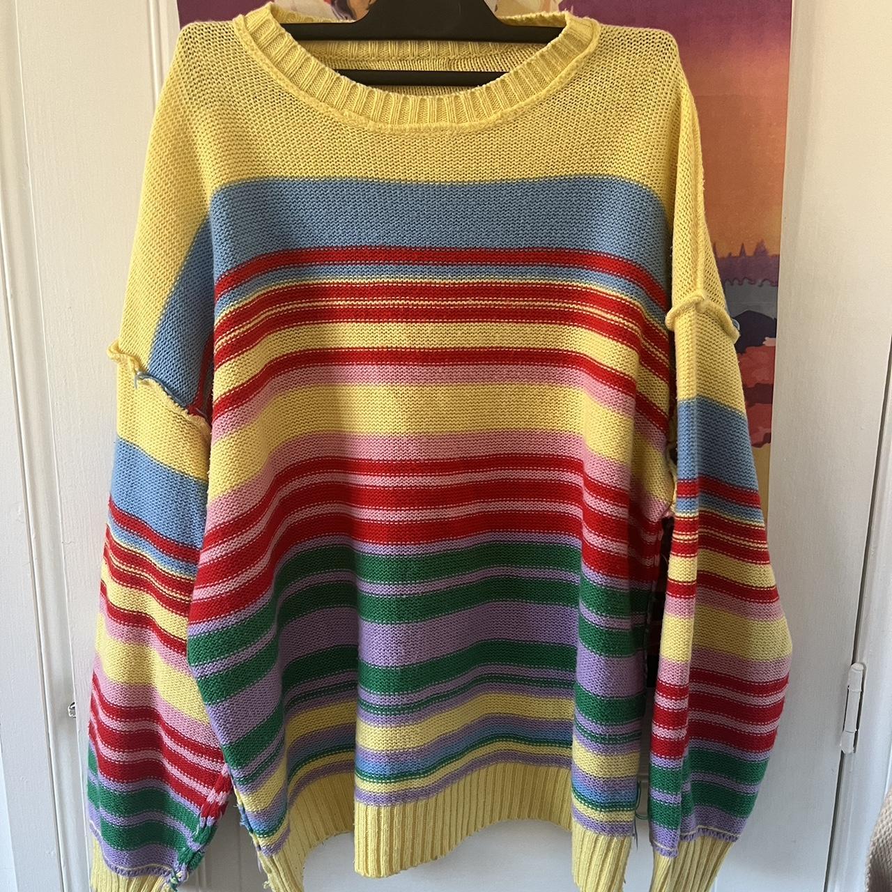 Rainbow jumper oversized fit One of my favourites Depop