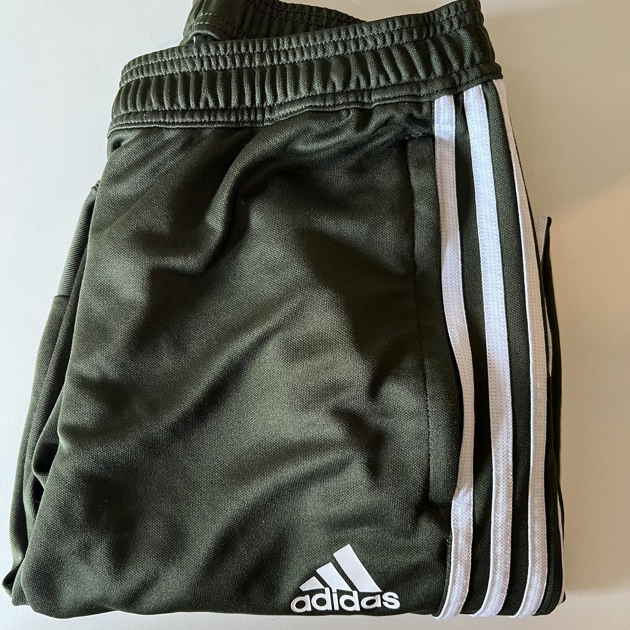 Khaki adidas fitted track pants - Depop