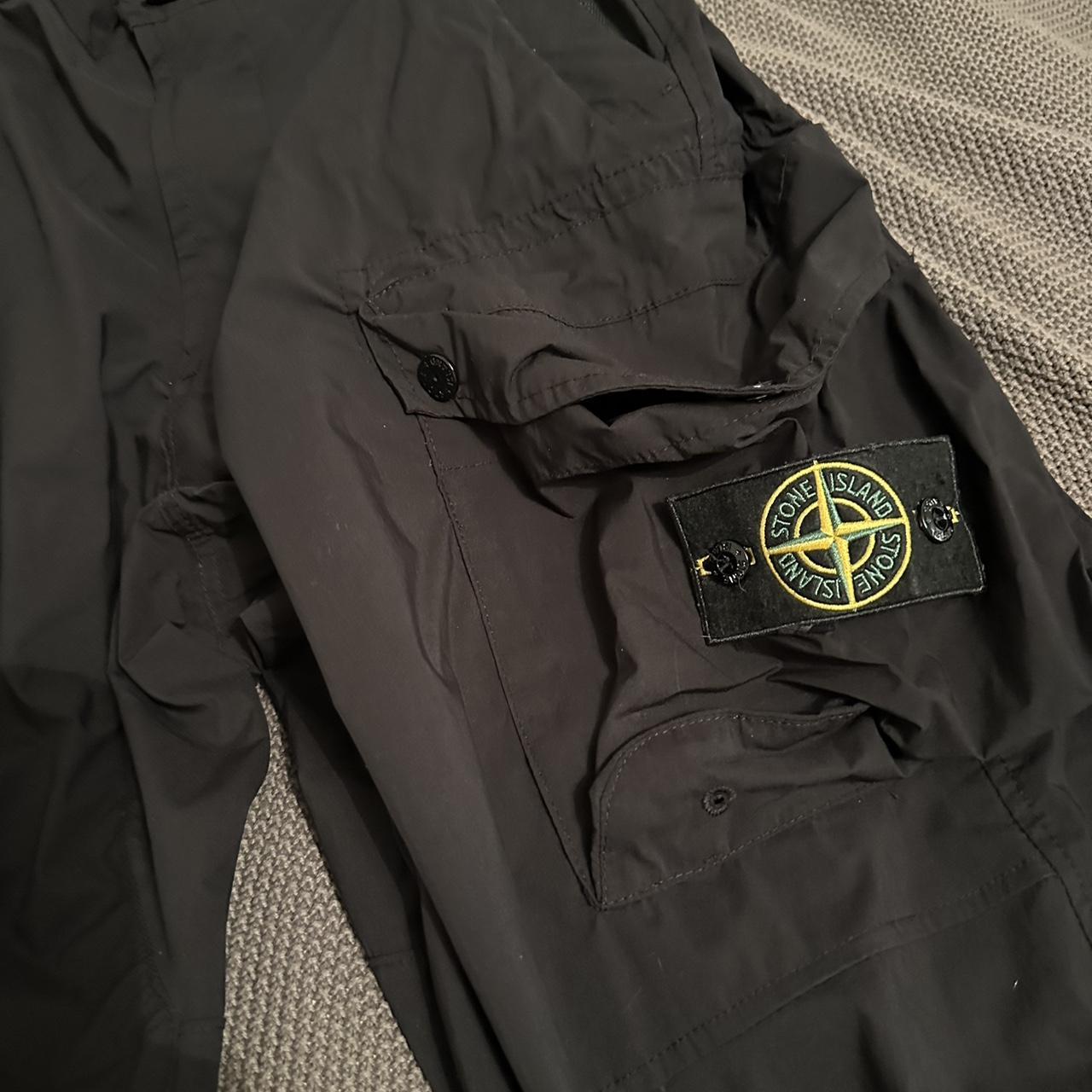 Stone Island Men's Black and Green Trousers | Depop