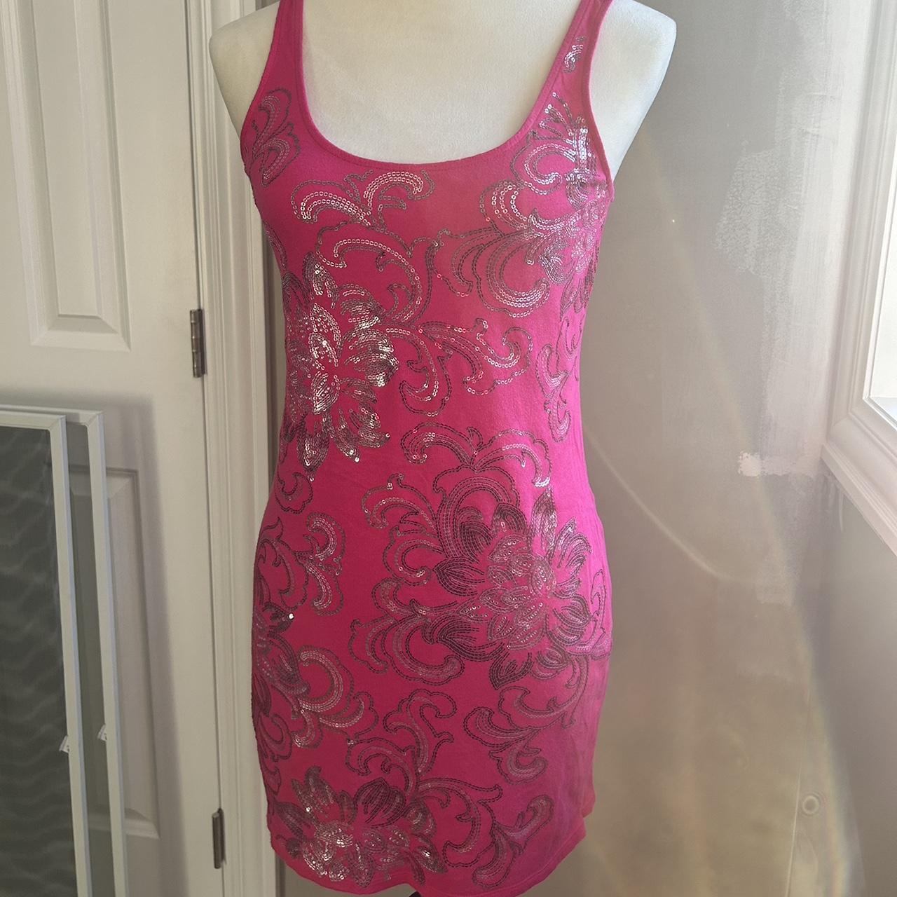 Express pink sequin fashion dress