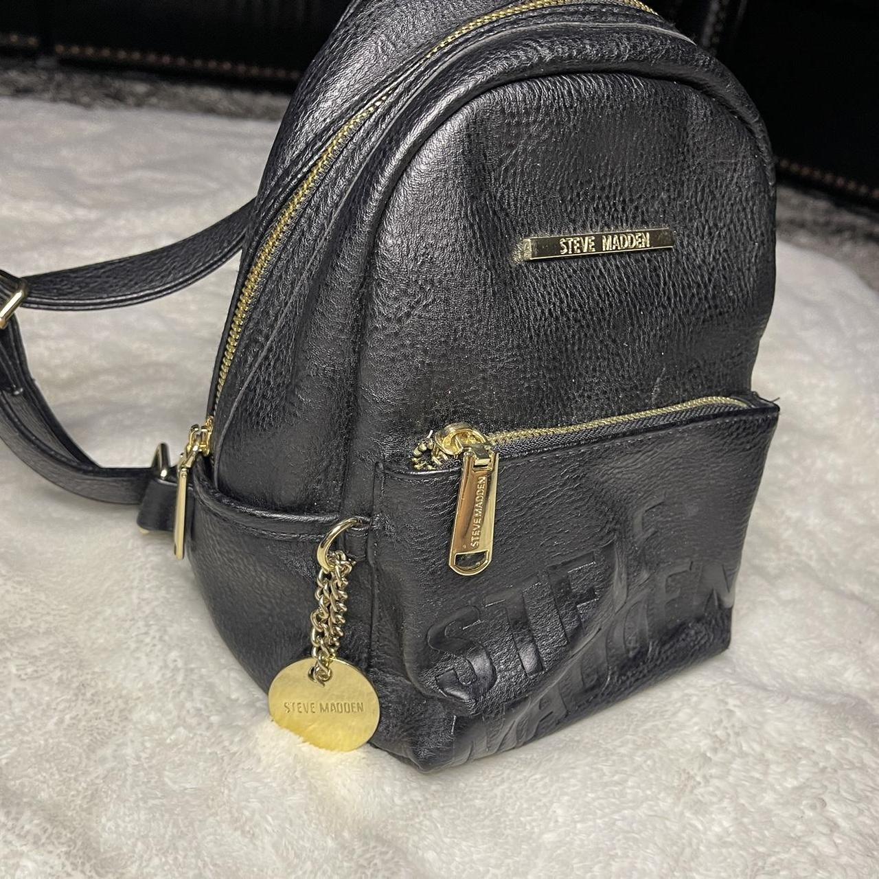 Steve madden backpack black cheap and gold