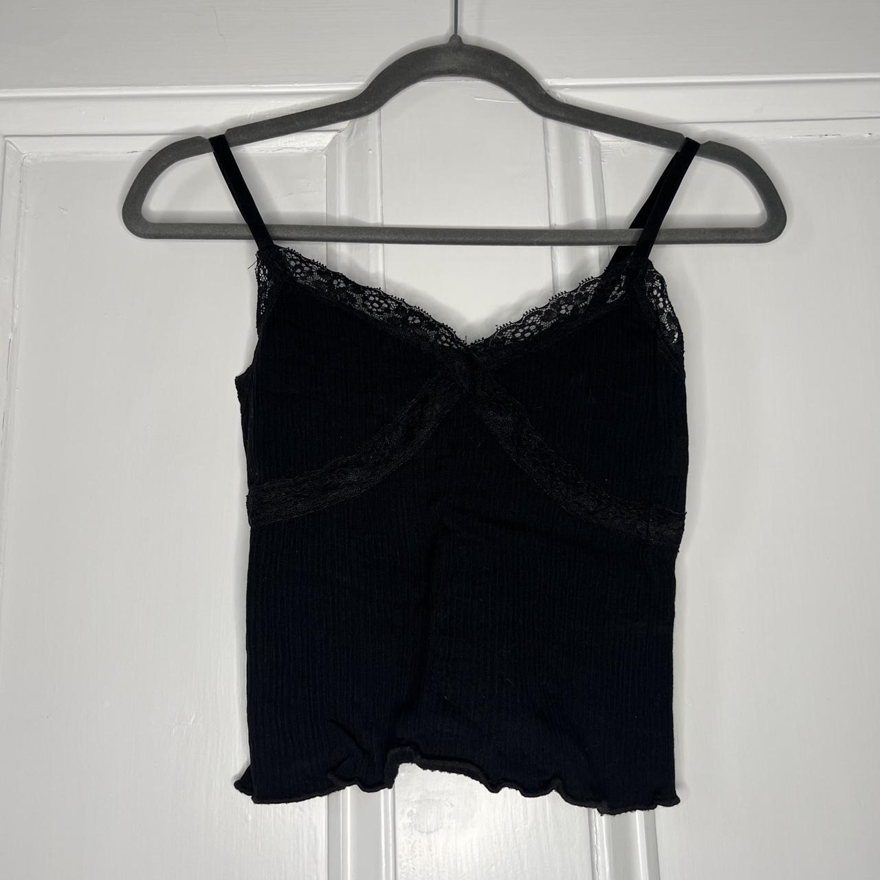 Cute black urban outfitters lace cross cami top -... - Depop