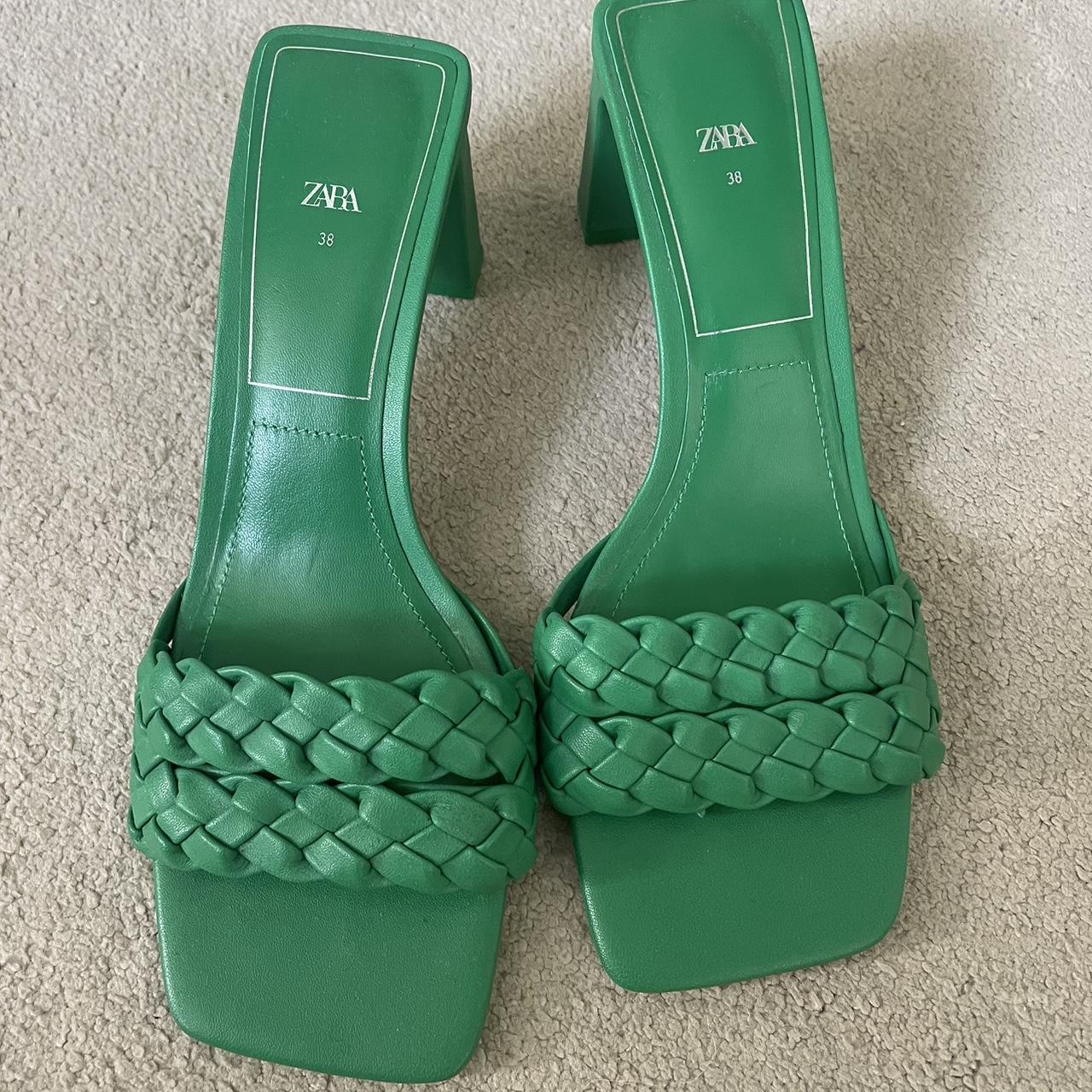 Zara green heeled sandals Size 5 Worn once Depop