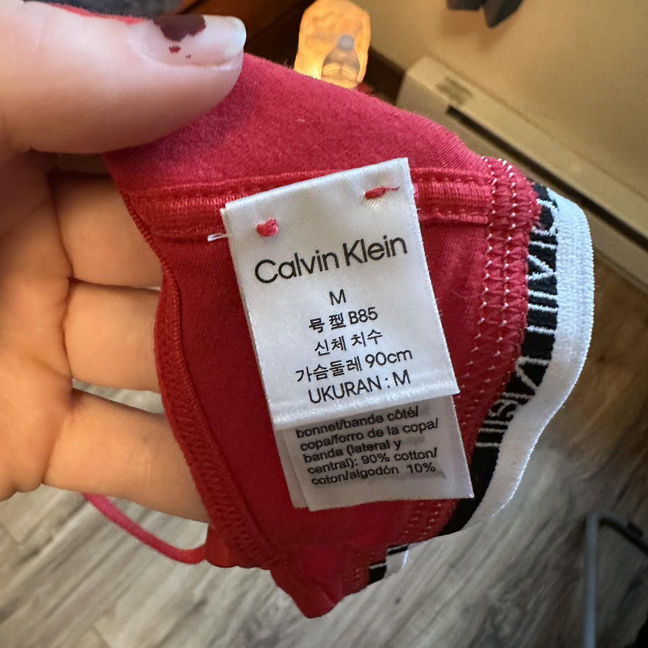 Calvin Klein Womens Red And White Bra Depop 0267