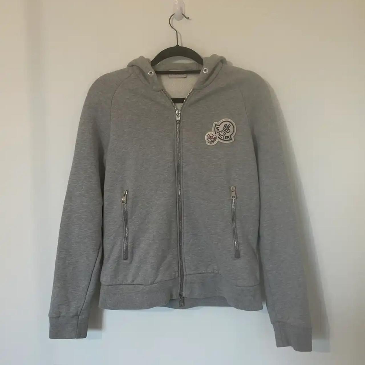 Moncler Double Logo Zipped Hoodie / Grey - Worn... - Depop