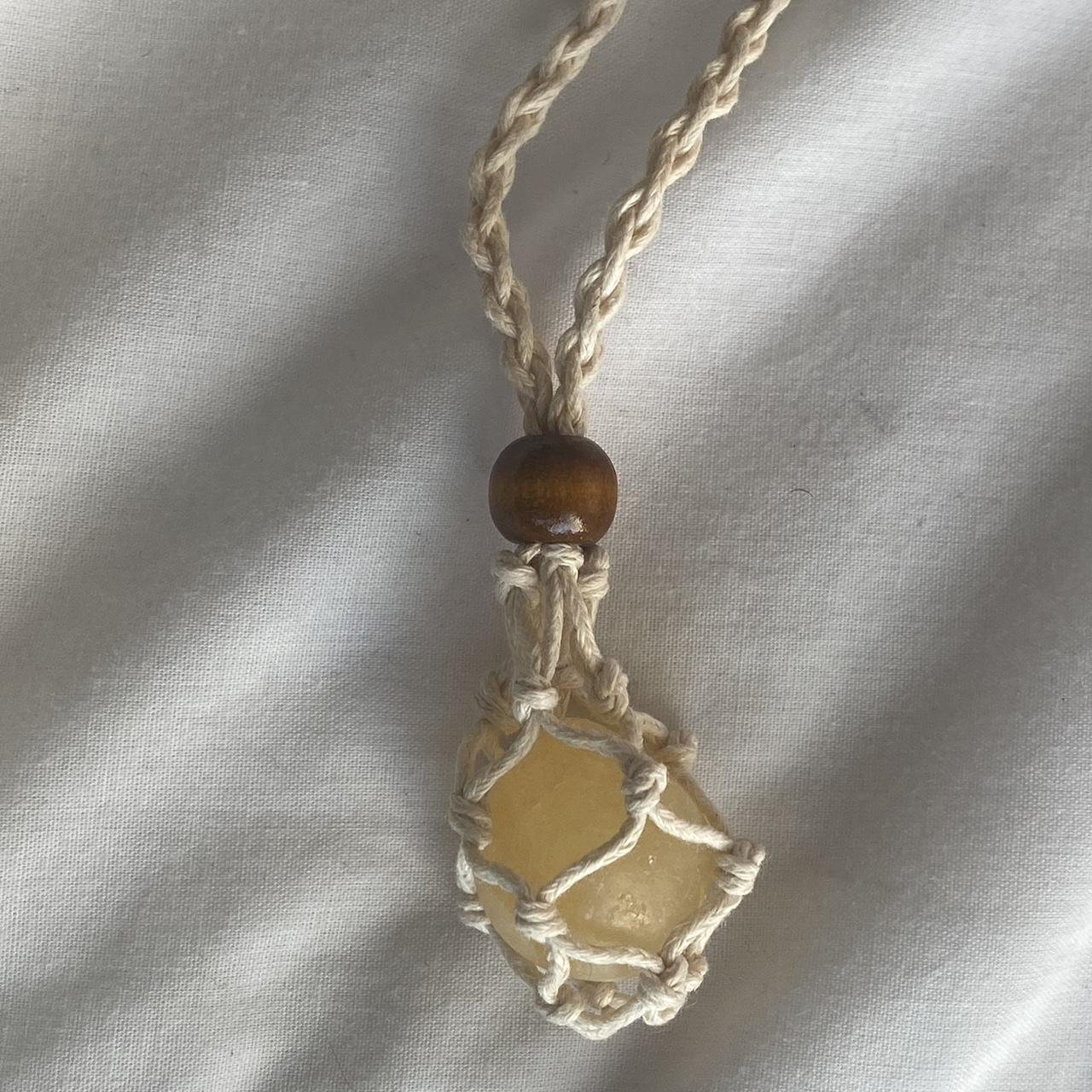 Citrine crystal cage necklace. Made with real - Depop