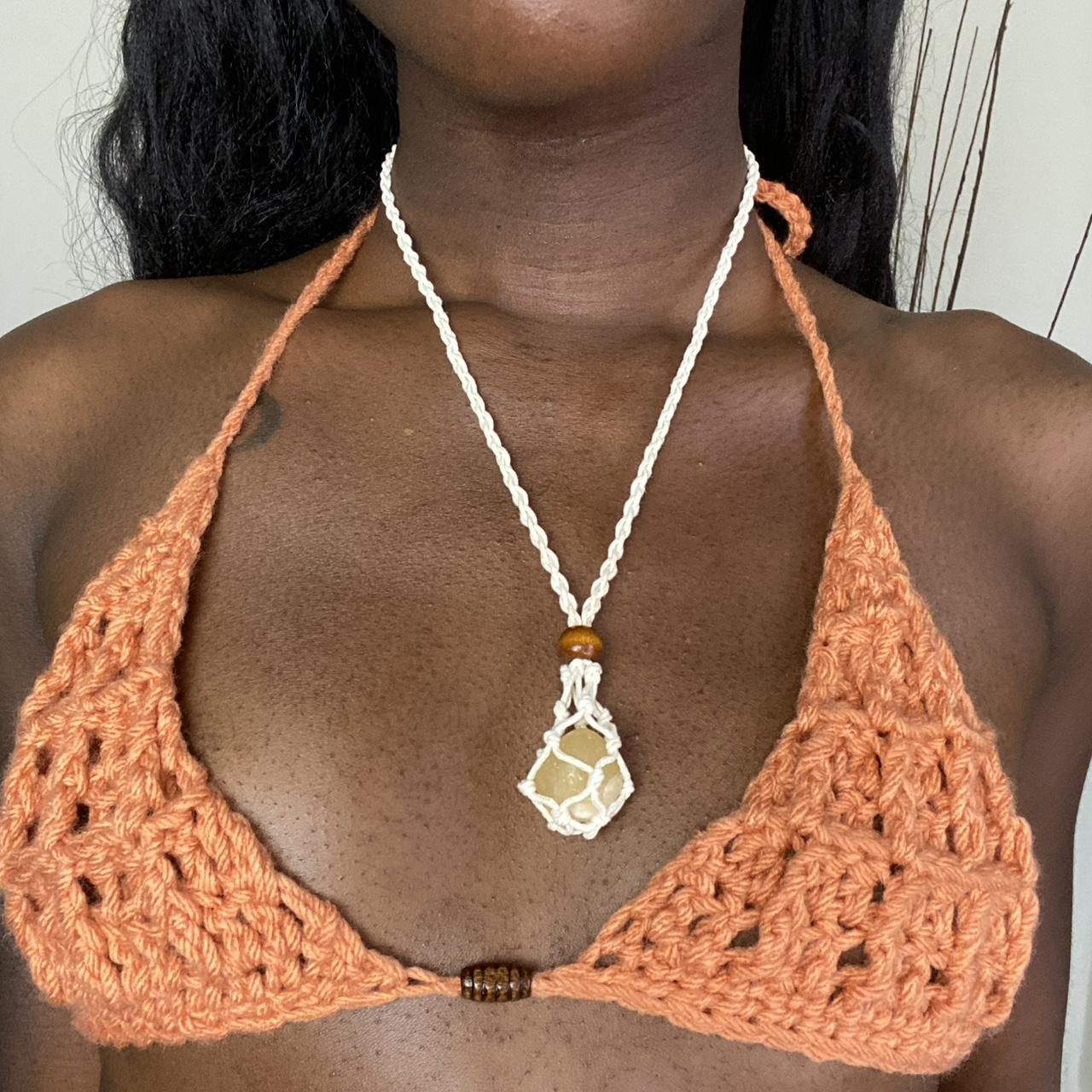 Citrine crystal cage necklace. Made with real - Depop