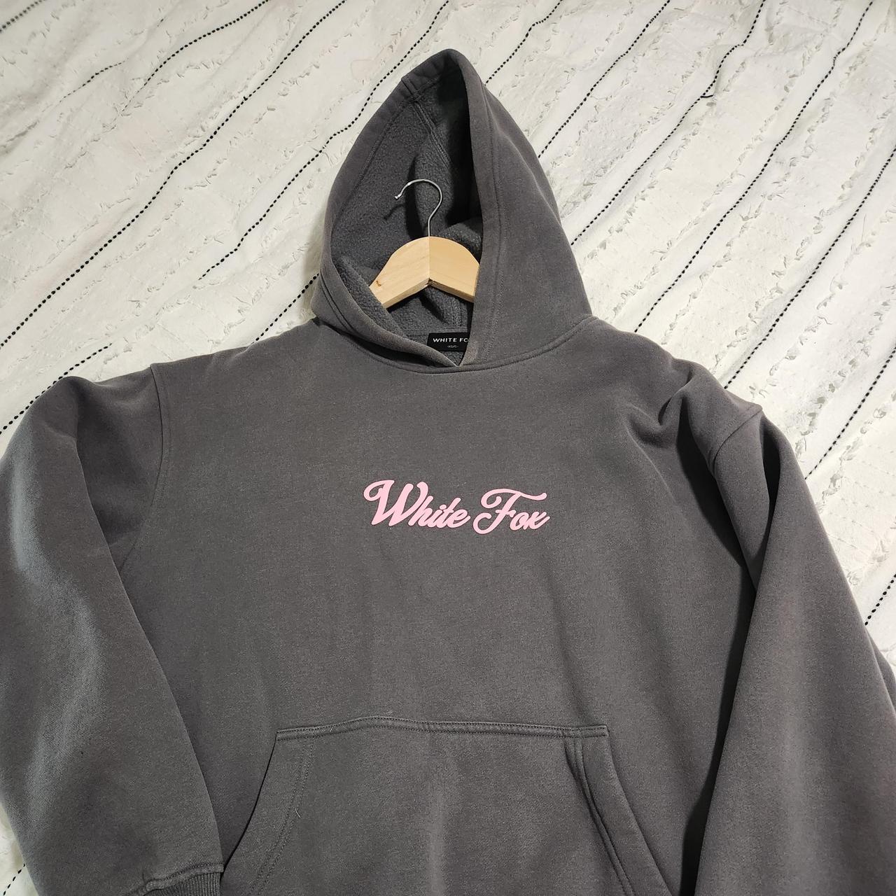 White fox hoodie. Sz xs/s. Dark grey and pink.... Depop