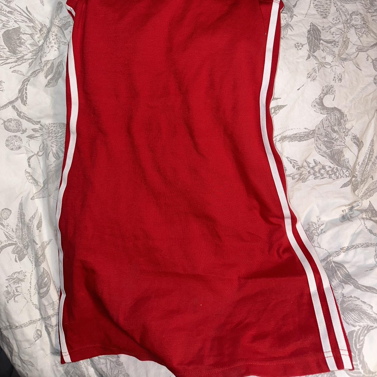 Red and white short Adidas dress With built-in bra - Depop