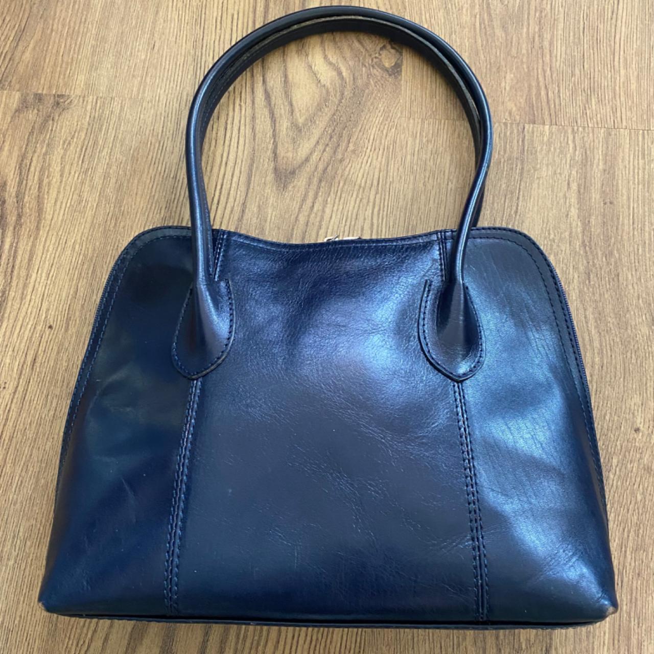 Navy blue leather Vera Pelle purse 80s vintage made in Italy bag
