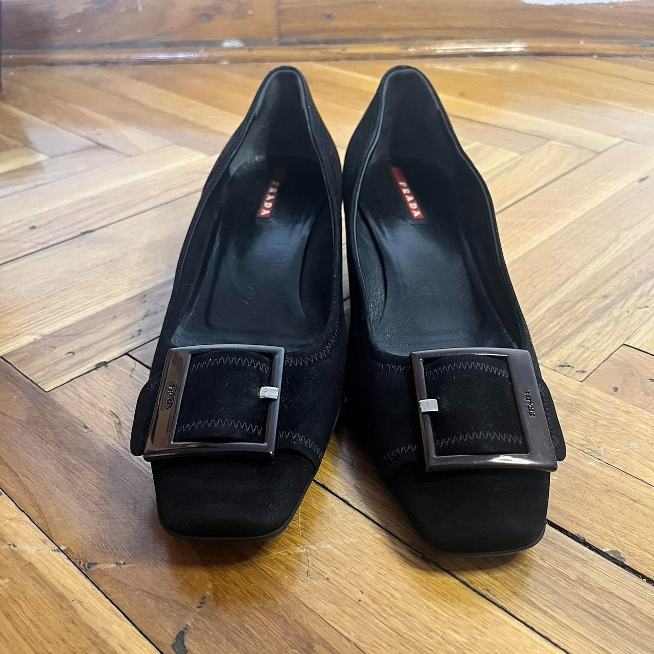 PRADA SPORT Square toe suede shoes