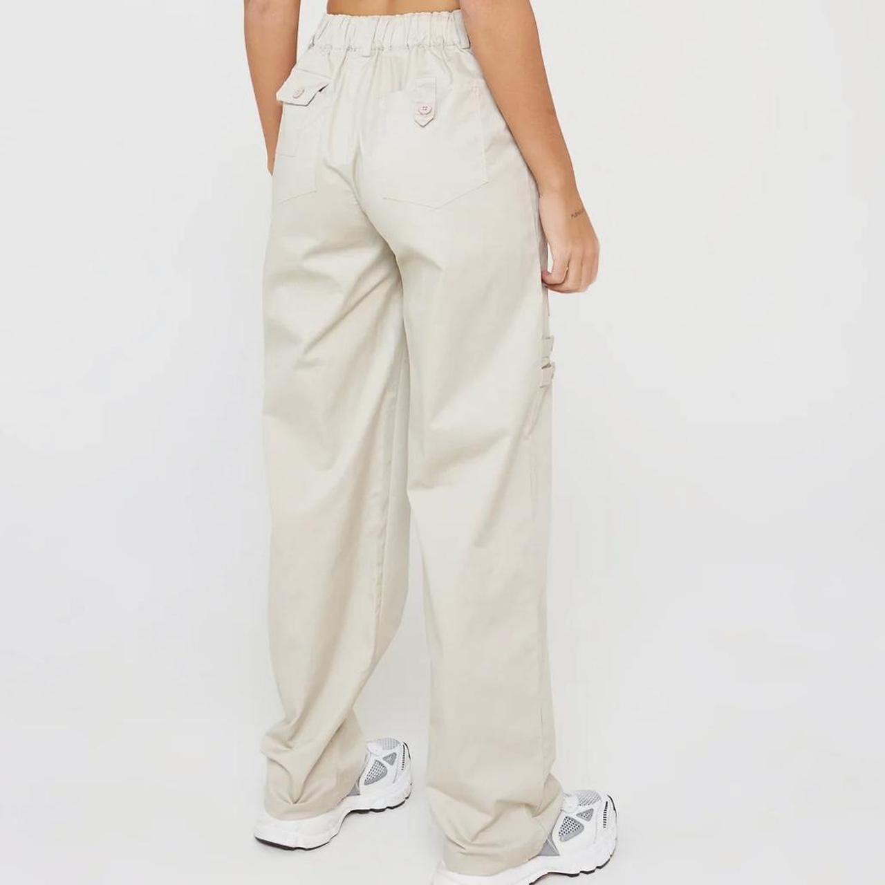 Stone High Waisted Straight Leg Cargo Pants