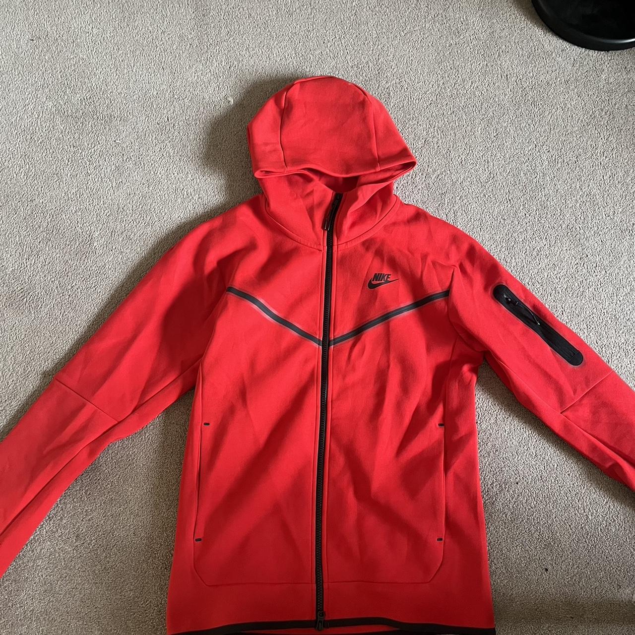 Red Nike tech fleece hoodie Size small but Depop