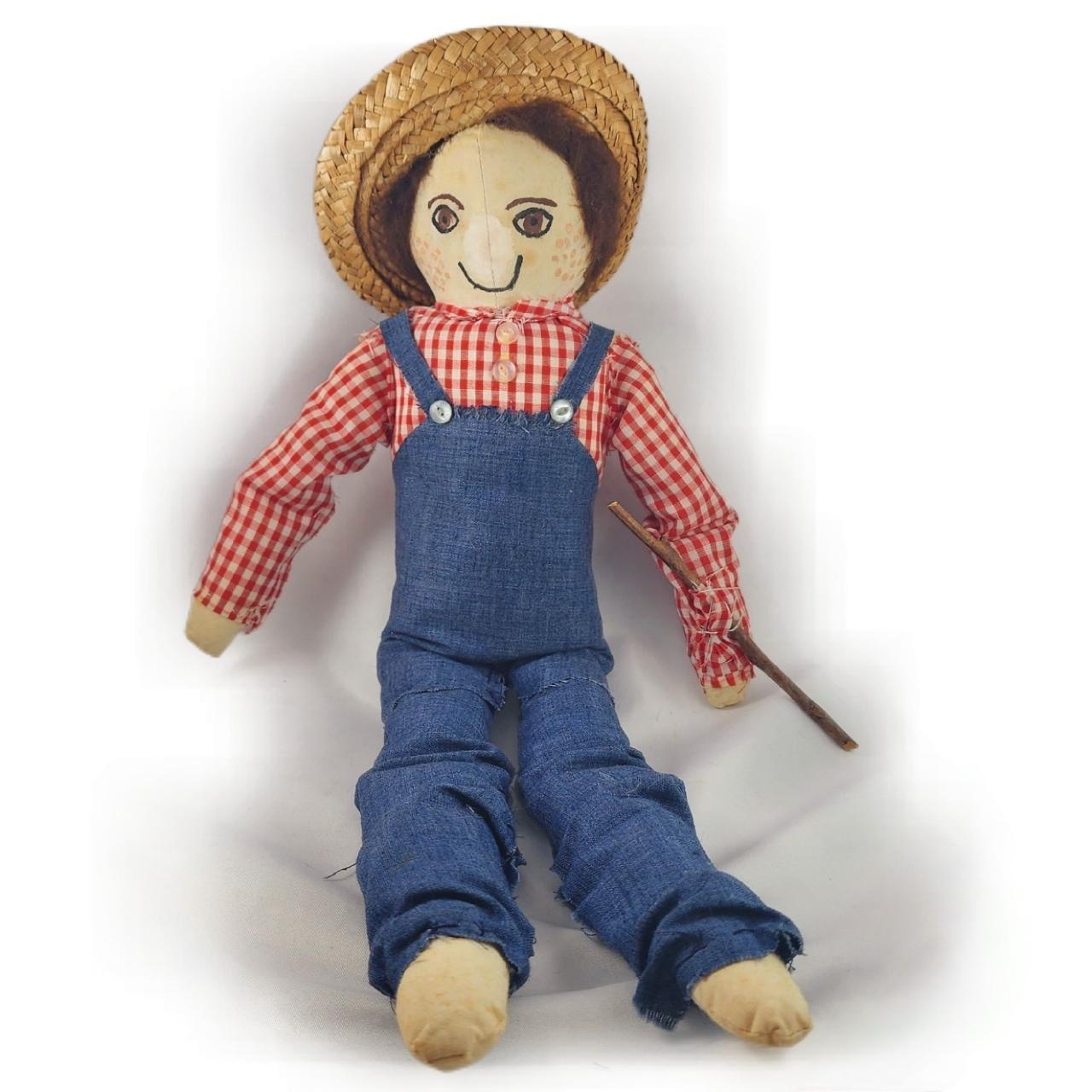 Antique or Vintage OOAK Farmer with Straw Hat... - Depop